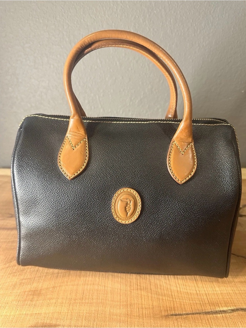 Vintage Trussardi Collezione Crespo Leather Mini Boston Satchel Bag m/ in Italy
